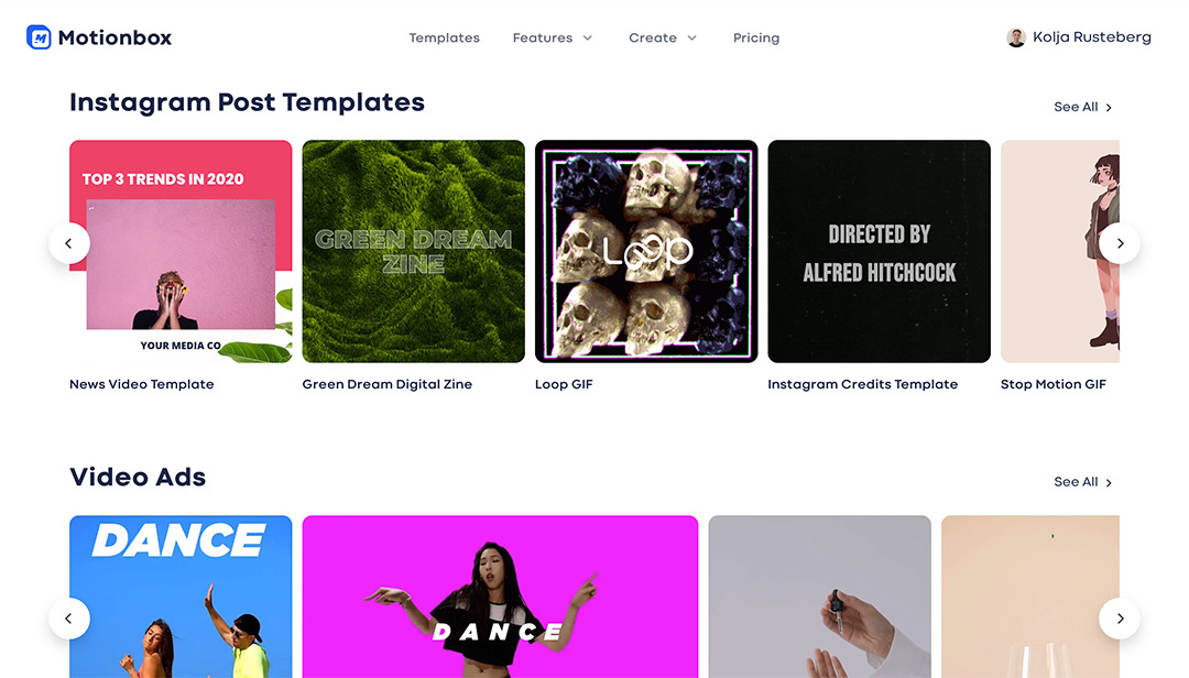 motionbox feed video template gallerie