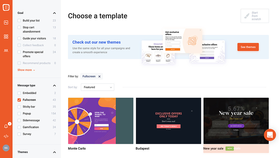 optimonk popup template collection